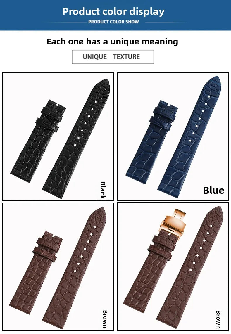 Alligator wacth strap Ultra Thin 12 13 14 15 16 18 20 22mm men women Black Brown Blue Crocodile Leather watchband For any brands
