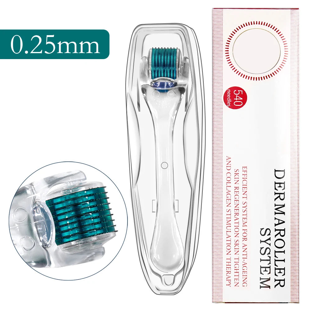 Professional 540 Needles for Facial Body Hair Growth Derma Roller for Skin Beard 0.2mm 0.25mm 0.3mm Needle Beauty Roller