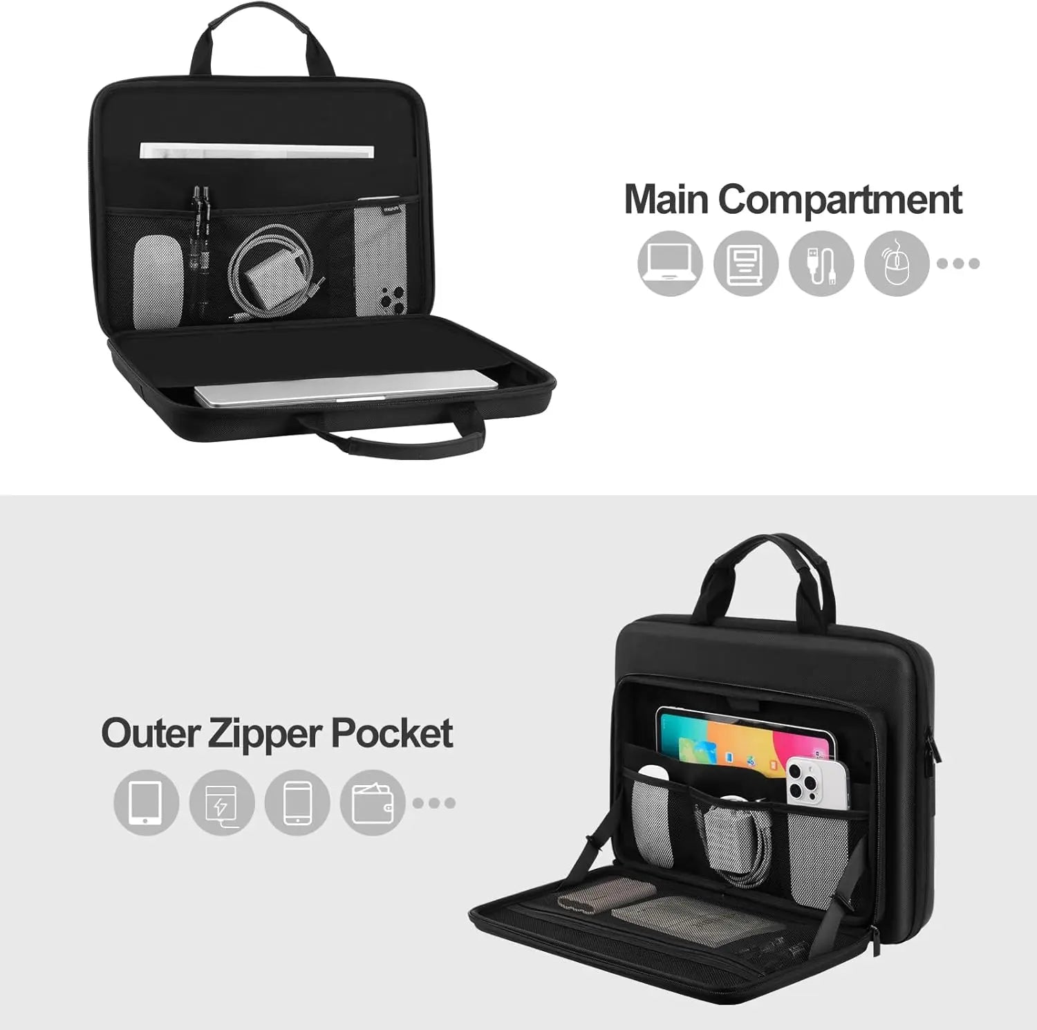15 15.6 16 inch Waterproof Laptop Hard Case for 2025 Macbook Air Pro M1 M2 M3 M4 Asus HP Dell Shockproof Carrying Sleeve Handbag