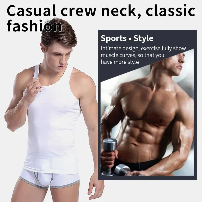 3 Pieces Men's Tank Top MEN'S Cotton Wear Summer Base Sleeveless Cotton Old Man Undershirt Hurdling Exercise Fitness