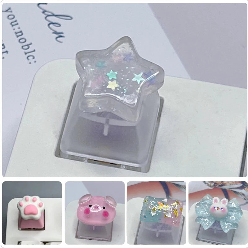 Keycap Games Backlit Cat Paw DIY Star Key Cap Mechanical Keyboards Keycaps for Mechanical Keyboards R4 Height Cherry MX Axis