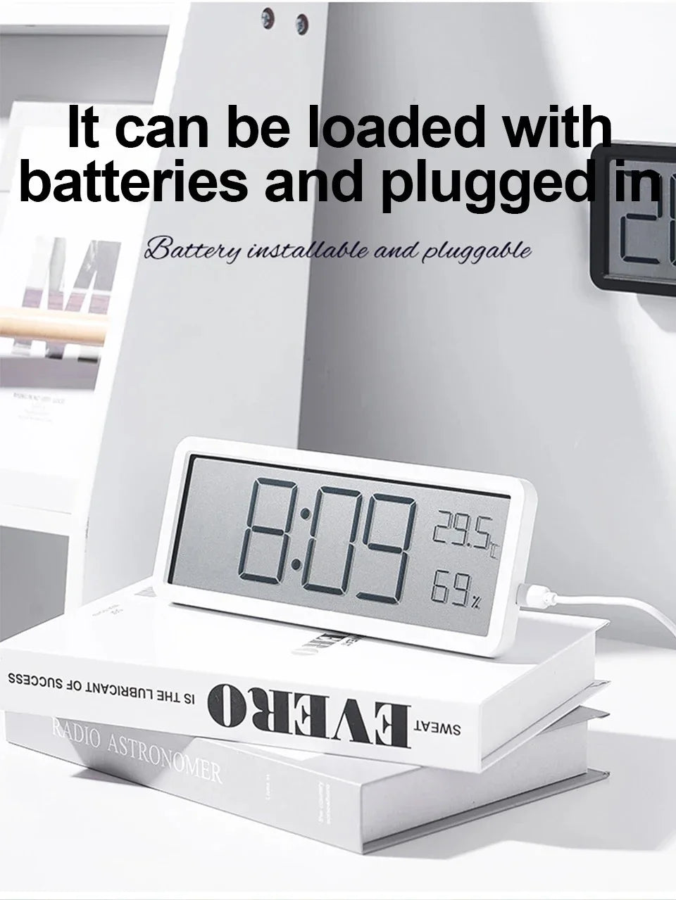 LCD Screen Digital Wall Clock Time Temperature Humidity Time Display Electronic Clock Desktop Digital Clock Battery Powered