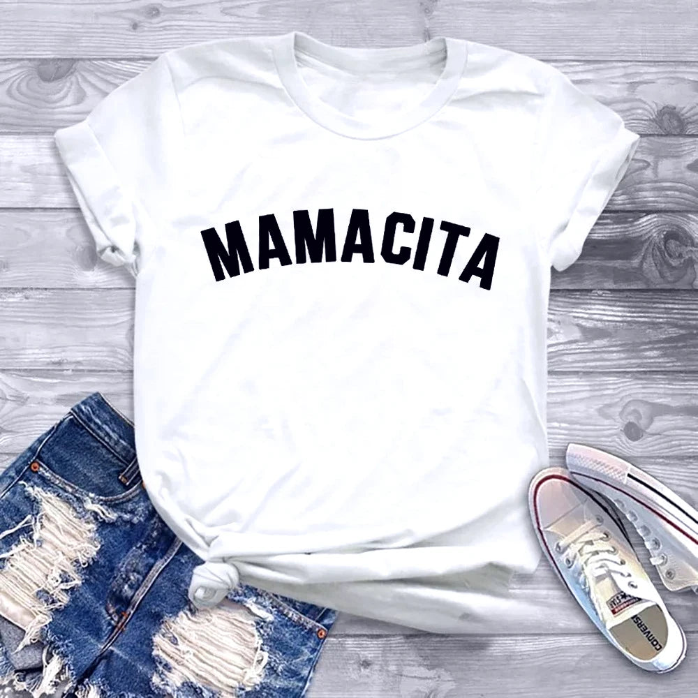Mamacita Funny Mom Shirt Mother's Day Gift Blessed Mama Tshirt Tired As A Mother Harajuku Clothes Summer Spring Casual Top Tee