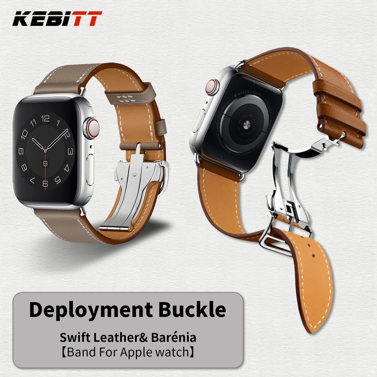 Kebitt High Quality Iwatch Ultra3 Genuine Leather Band Deployment Buckle Strap For Apple Watch Series11 10 9 8 7 Se 3 46 45 49mm