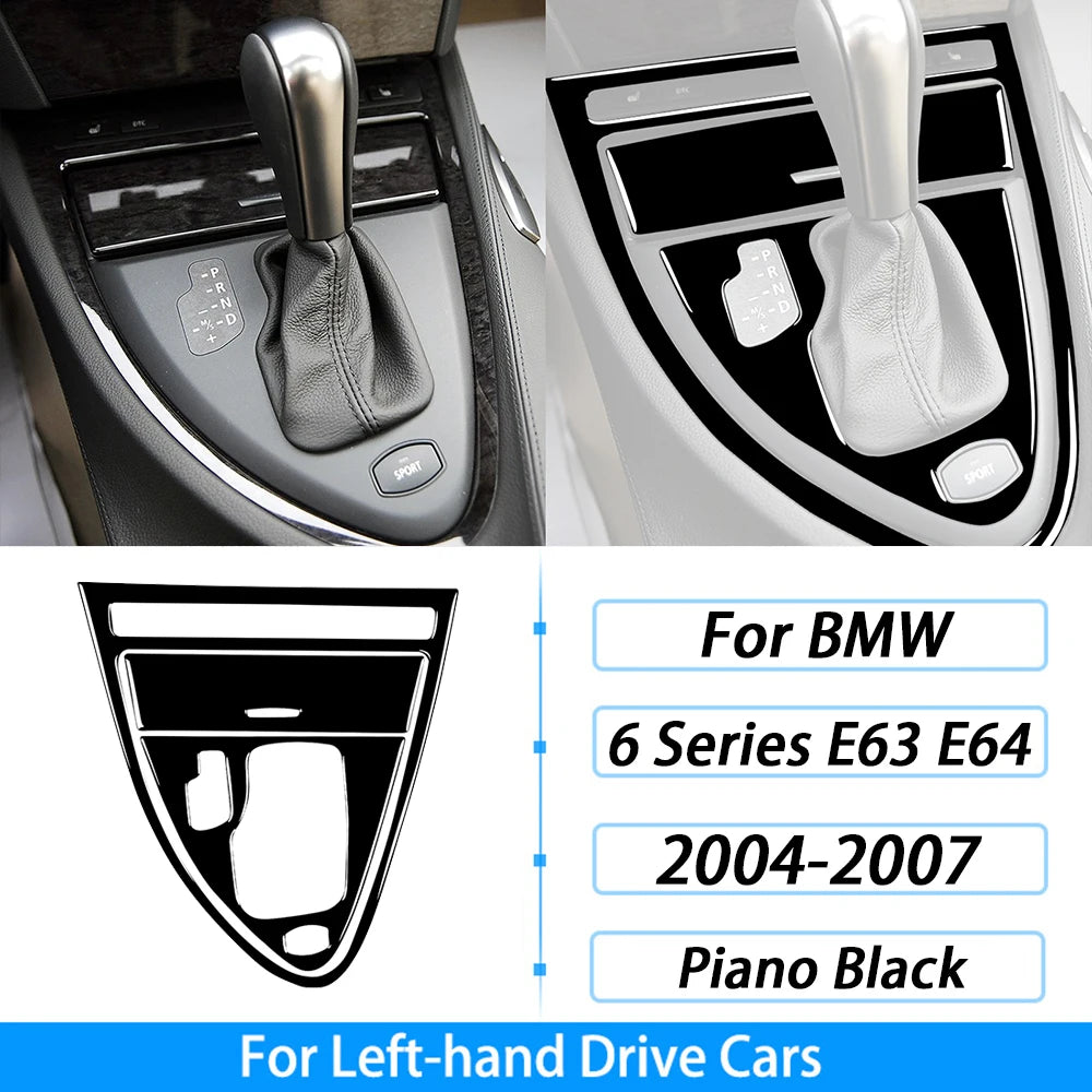 For BMW M6 6 Series E63 E64 2004-2010 Piano Black Gear Shift Air Outlet Window Lift Panel Set Car Interior Accessories Sticker