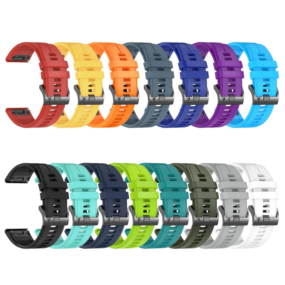 22mm 26mm Width Silicone Strap For Garmin For Garmin Forerunner 970 965 955 QuickFit Watch Band Fenix 8 7 7X Pro 6 6X 5 5X Plus