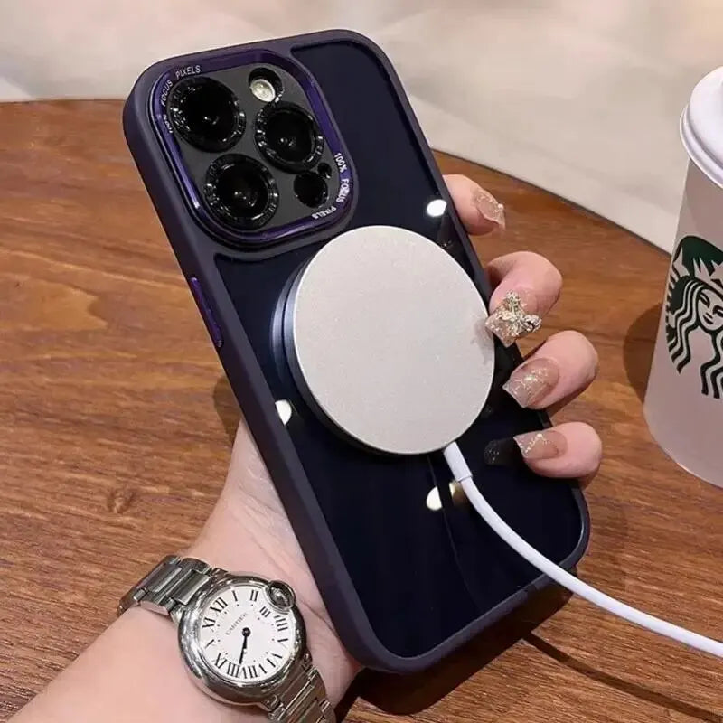 Magnetic Metal Lens Bumper Protection Case For iPhone 17 16 15 14 13 12 11 Pro Max Wireless Charger Hard Cover For Magsafe Funda