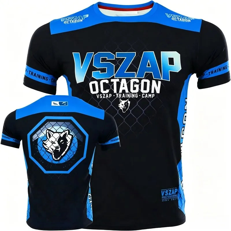2026 New Men's Muay Thai T Shirt Summer Breathable Quick Dry Tees Running Fitness Sports Outdoor Boxing Wrestling Tracksuits