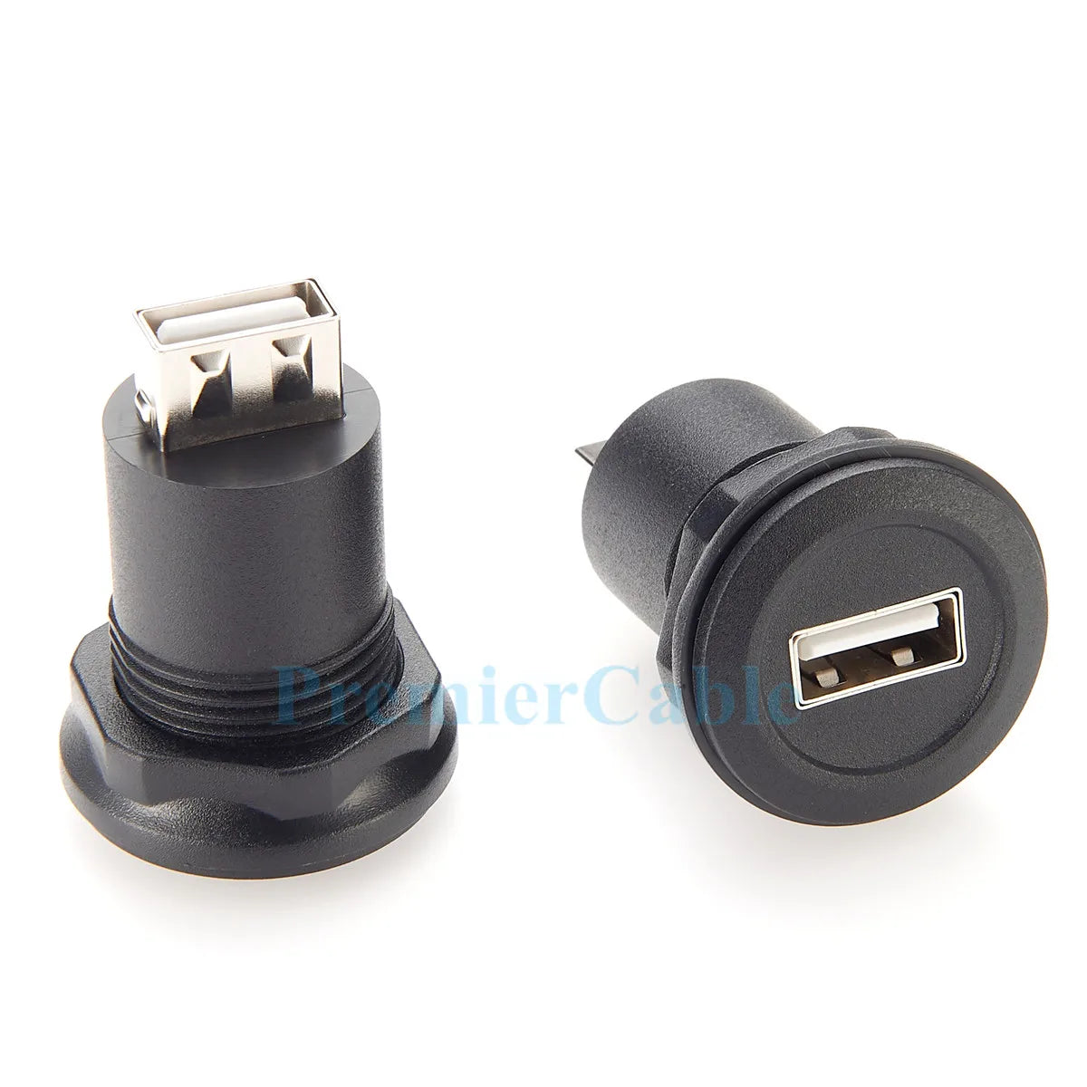 USB 2.0 A Female to Female Connector Round Flush Panel Mount 480Mbps USB Type A Bulkhead Feedthrough Adapter Socket Extender
