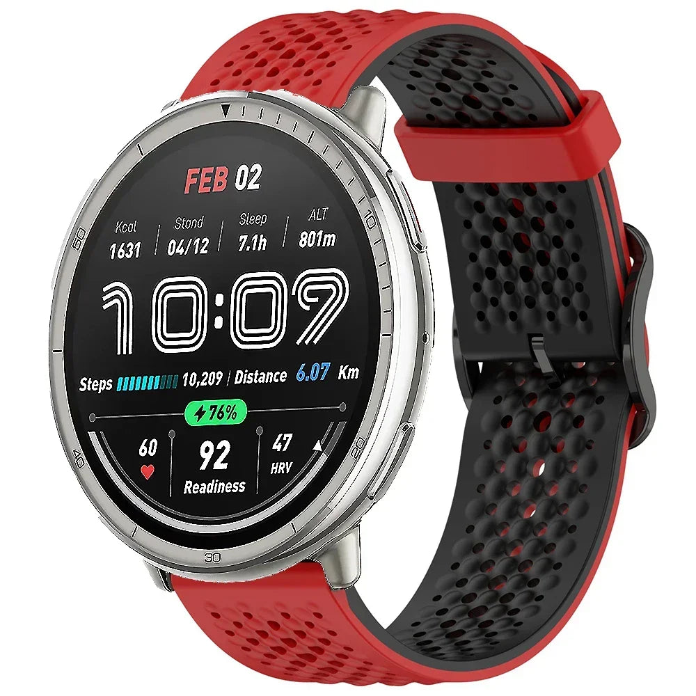 20mm 22mm Silicone Strap For Amazfit Active 2/GTS 4/3/2 Sports Breathable Bracelet Wristband Amazfit Bip 6/5 GTR 4/3 Accessories