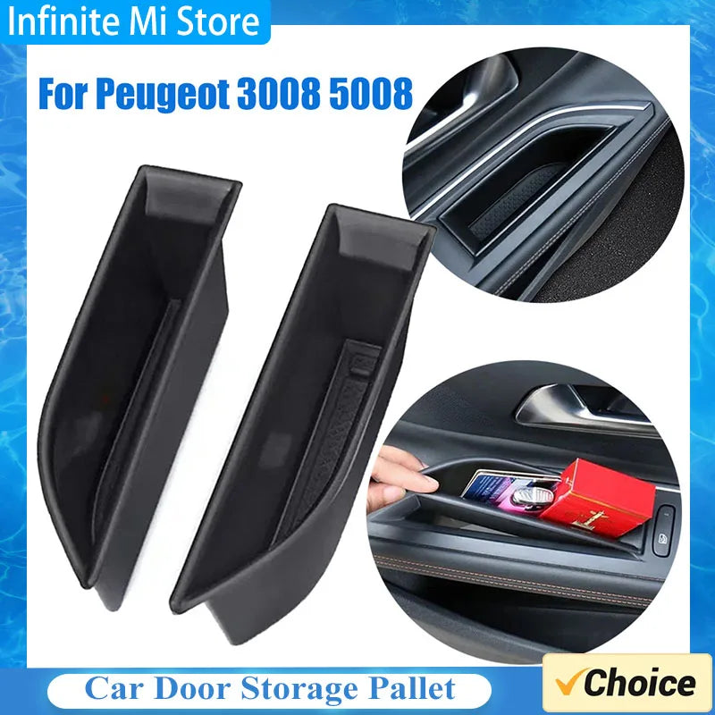 Car Door Handle Armrest Storage Box Case Holder Container Tray Apply For Peugeot 3008 5008 GT 2016-2023