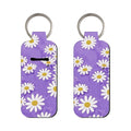 Flowers Clip On Lipstick Holder Keychain Daisy Print Simple Style Keyring Trendy Lip Balm Key Chain Bag Charms Accessories