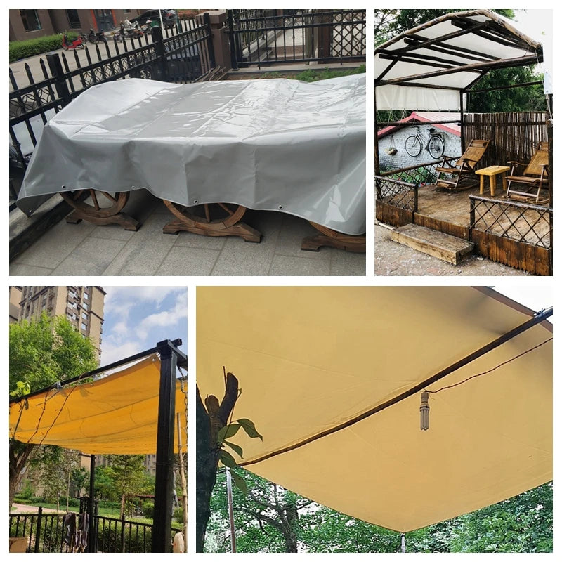 500gsm PVC Tarpaulin Waterproof Heavy Customizable Tarp Cover Canopy Awning Rainproof Planting Courtyard Gazebo Balcony Pavilion