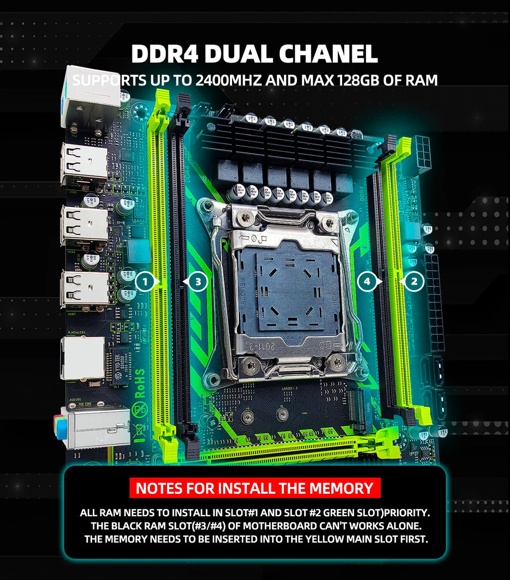 ZSUS X99-8D4 Motherboard Set Kit With LGA2011-3 Xeon E5 2650 V3 CPU DDR4 16GB (1*16GB) 2133MHZ RAM Memory NVME M.2 SATA