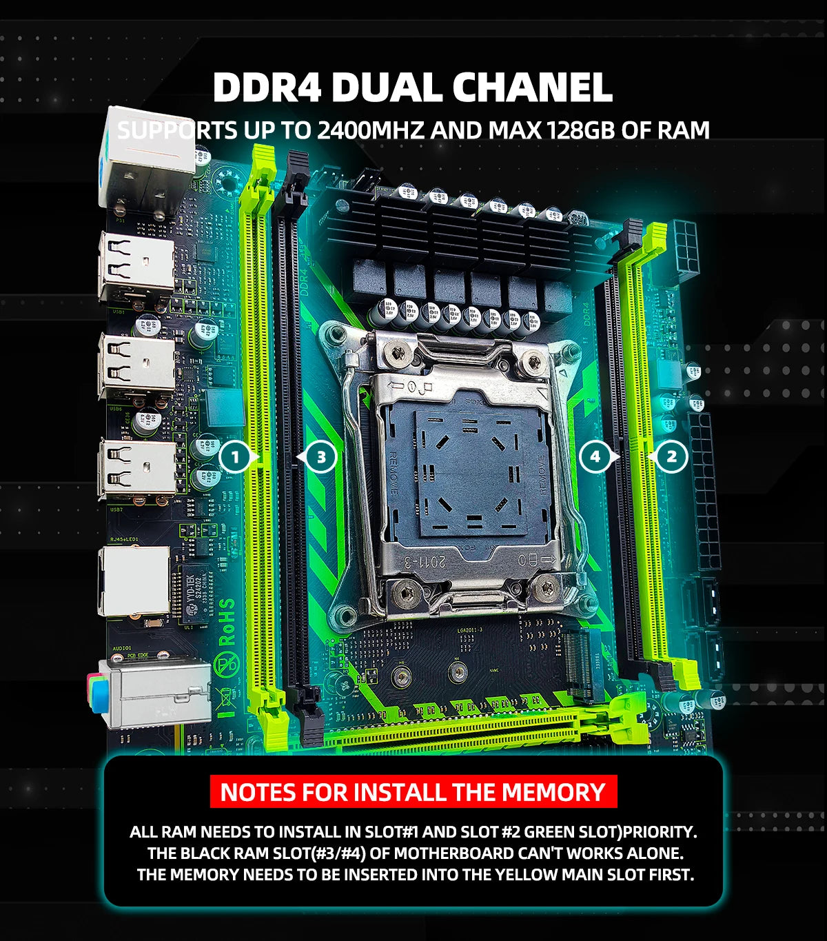 ZSUS X99-8D4 Motherboard Set Kit With LGA2011-3 Xeon E5 2650 V3 CPU DDR4 16GB (1*16GB) 2133MHZ RAM Memory NVME M.2 SATA