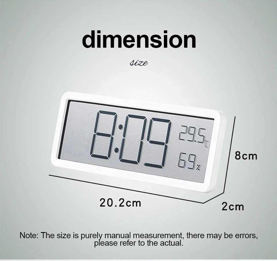 LCD Screen Digital Wall Clock Time Temperature Humidity Time Display Electronic Clock Desktop Digital Clock Battery Powered