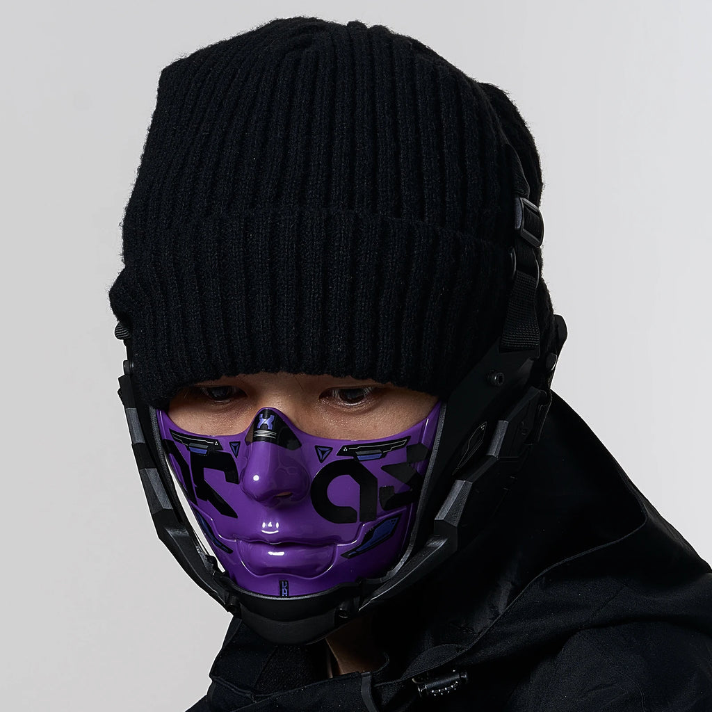 JAUPTO Cyberpunk Half Face Mask Mecha Style Halloween Cosplay Mask Adjustable Straps Breathable Comfort Tactical Streetwear