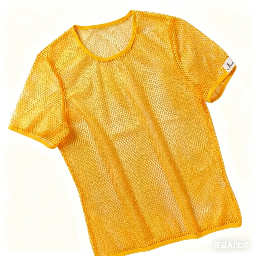 Summer Men's T Shirts Mesh Hollowed Sheer Short-Sleeved Breathable Blouse Sports Streetwear Shirt Fitness Transparent Tee Shirts