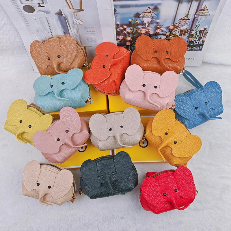Mini leather elephant-style earphone case, coin purse, creative card holder, lipstick holder, earphones, change holder