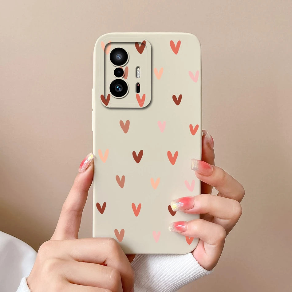 Love Heart Case For Xiaomi 11T Pro Back Cover Soft Liquid Silicone Full Protection Phone Covers For Xiaomi Mi 11t Pro 11 t Funda
