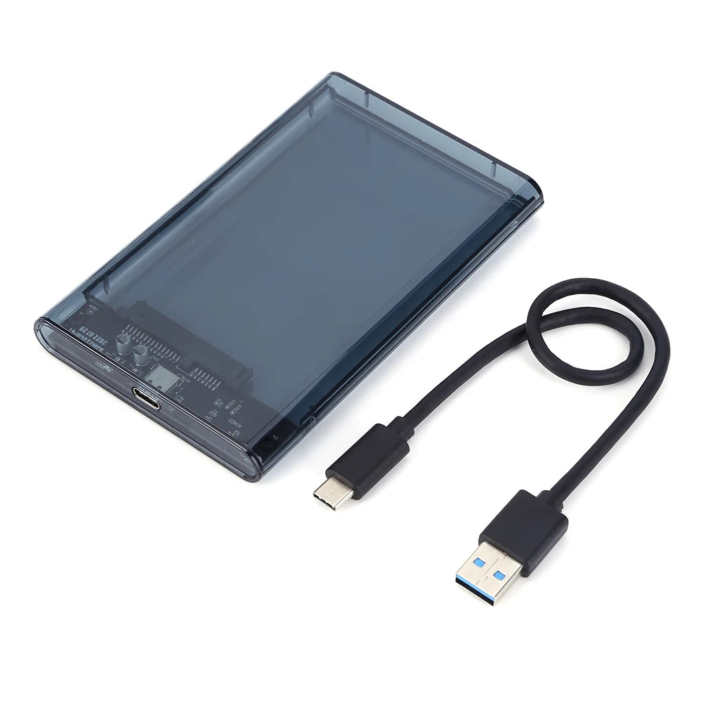 2.5 inch HDD Case SATA To USB3.1  External Hard Drive Case 5 Gbps  SSD Box USB3.0 To Type-C Transparent Black Hard Disk Box