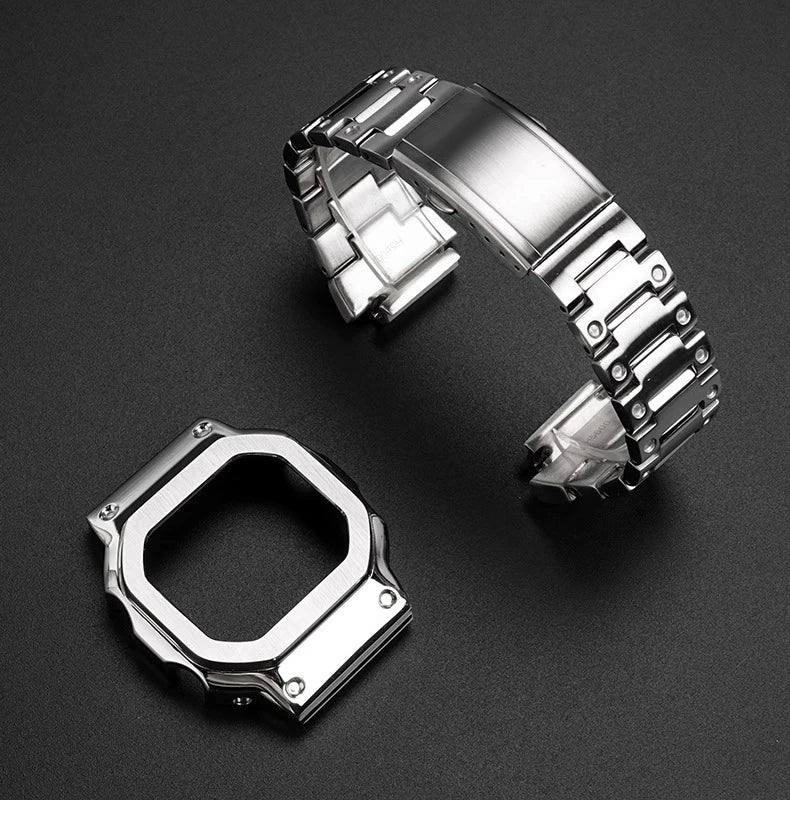 For Casio SHOCK Heart Rate Square DW-H5600 DW H5600 Stainless Steel Case Men's Stainless Steel Watch Strap Bezel Watchband Shell