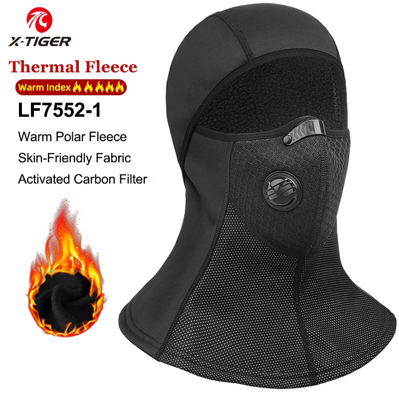X-TIGER Winter Cycling Mask Thermal Fleece Windproof Cycling Face Mask Keep Warm Balaclava Skiing Mask Headwear