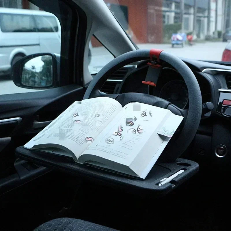Small Table Board for Car Portable Travel Car Storage Rack Drinks Tray and Dinner Plate Car Steering Wheel Dining Table