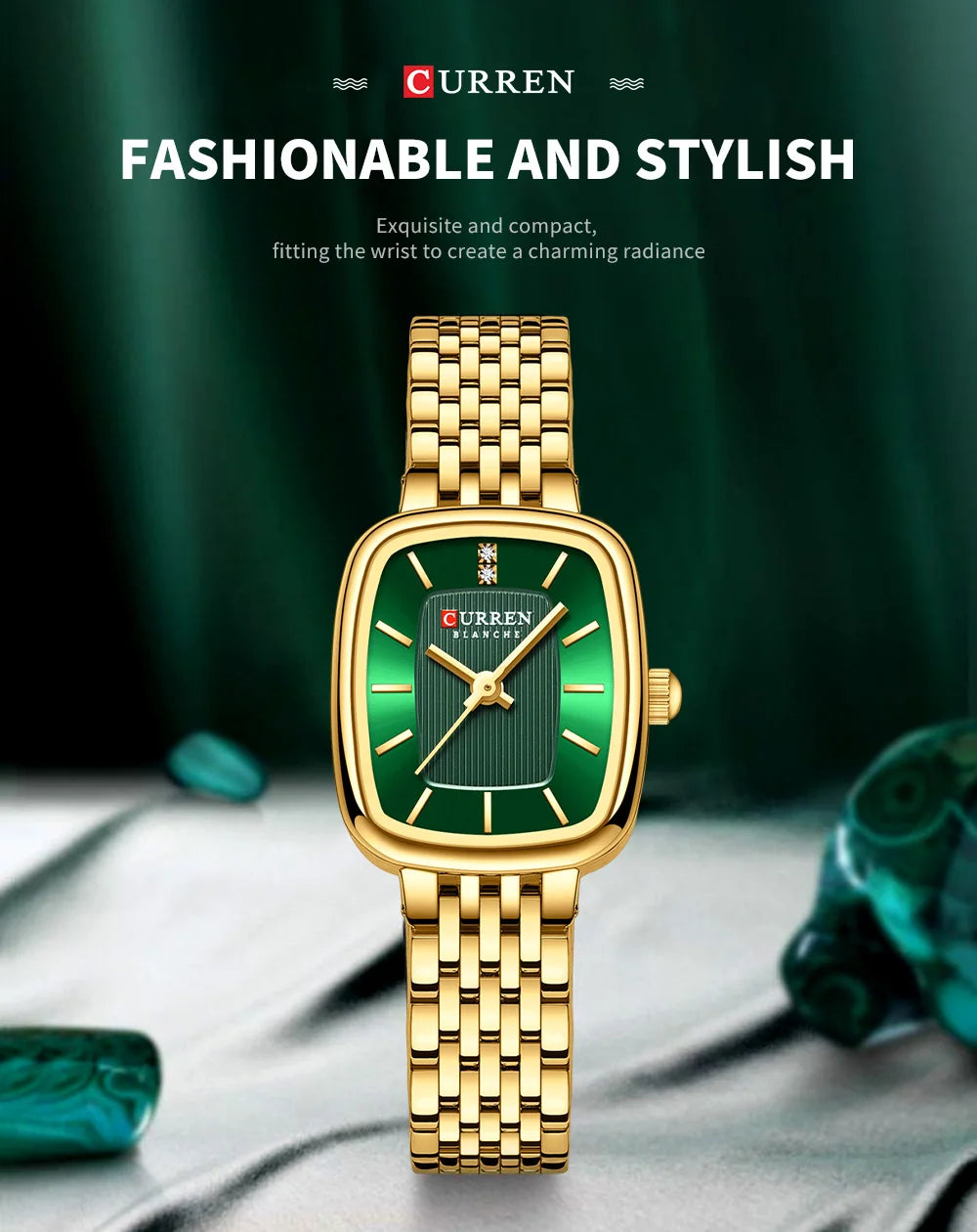 CURREN Fashion Dress Watches for Ladies Simple Quartz Stainless Steel Bracelet Wristwatch