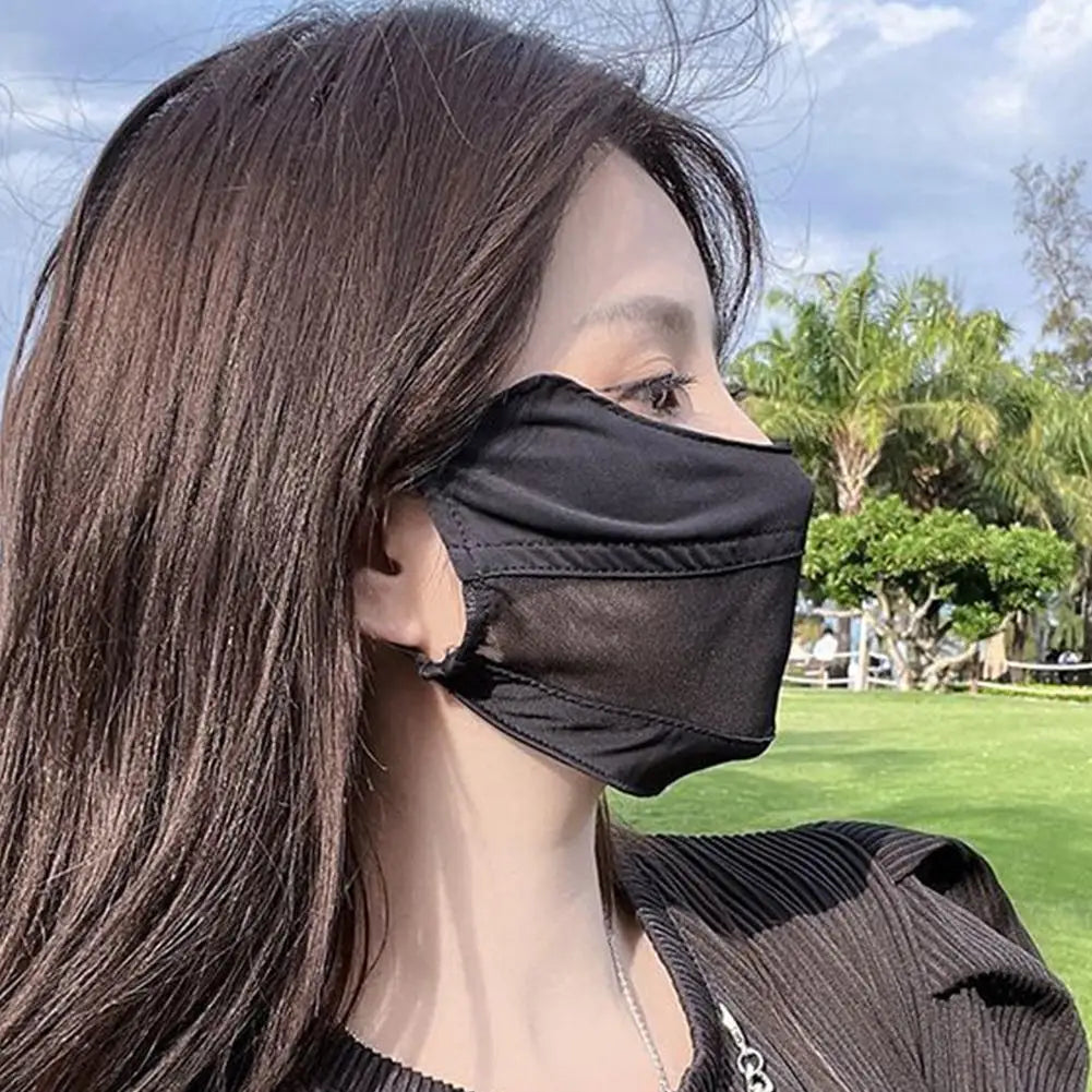 Summer Ice Silk Face Mask Women Cool Breathable Mesh Sunscreen Cover UV Shield for Outdoor Riding Driving Fishing Sport Masks