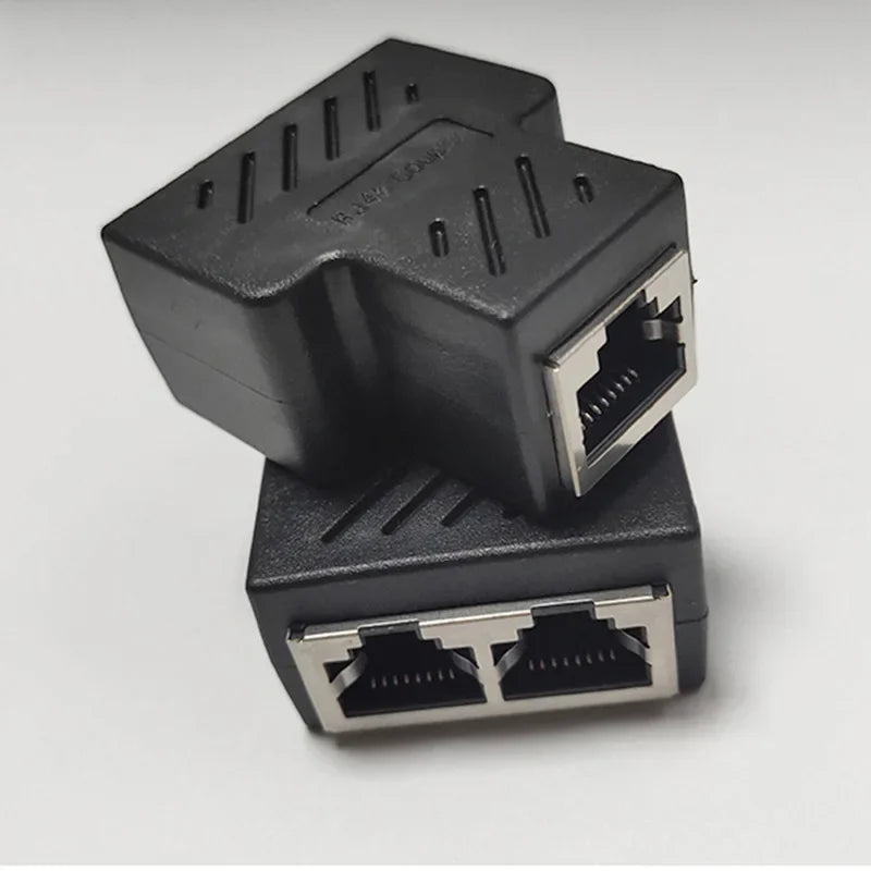 1/2/3/5pcs Network Rj45 Cable Port Network Cable Splitter Extender Plug Adapter Connector (8 Core) Split Into Two Splitter