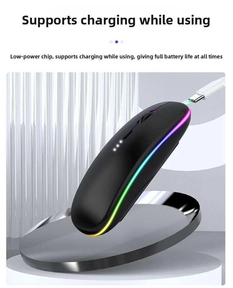 Rechargeable Wireless Mouse Bluetooth-compatible 2.4GHz Dual Modes Computer Mice with Nano Receiver for PC Laptop Macbook