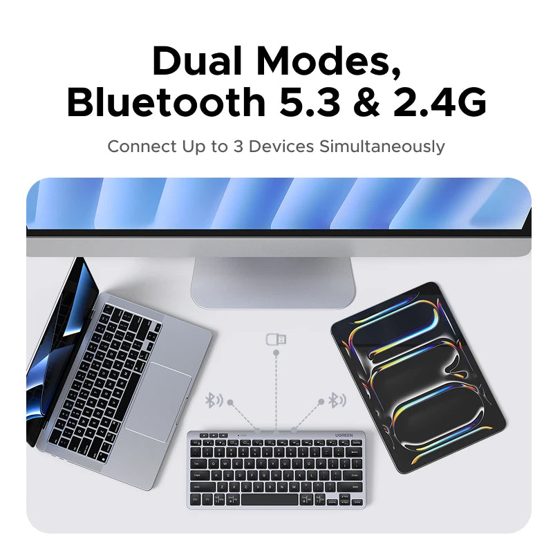 UGREEN Wireless Keyboard Bluetooth 5.3 & 2.4G Wireless Russian/EN 78 Keycaps For MacBook iPad PC Tablet