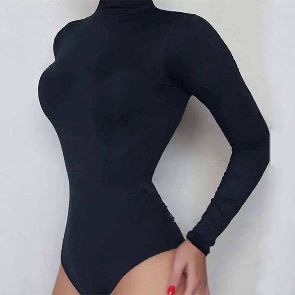 Women Bodysuit Solid Color Turtleneck Sexy Sculpting Underwear Hip Wrap Stretchy One-Piece Underwear For Yoga