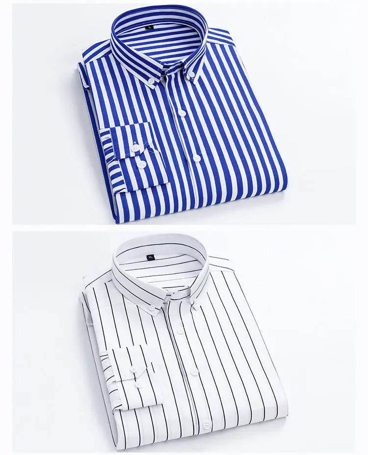 Shirts For Men Striped Blue Long Sleeve Man Shirt Business Cotton Cheap Things With Vintage Collar Sale Button Up Slim Fit