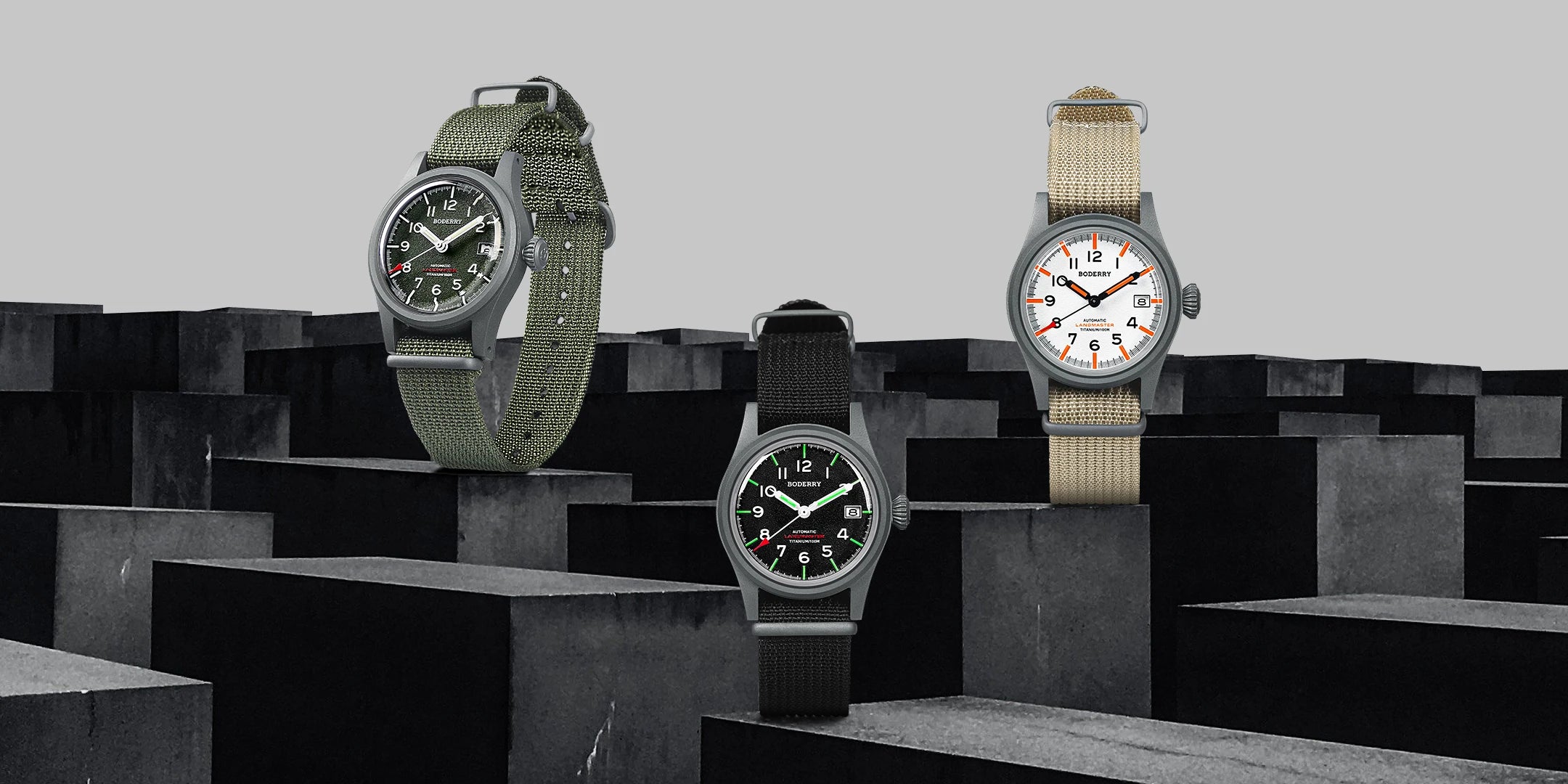 Boderry LANDMASTER Field Watches Titanium Automatic For Seiko Movement Sport 100M Waterproof Outdoor Dive Wristwatch Mens