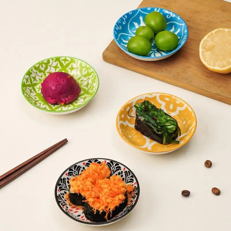 【HGPA】Ceramic Condiment Dishes, Bohemian Style Plates, Sauce Dishes, Suitable For Kitchens, Restaurants, Sushi Shops
