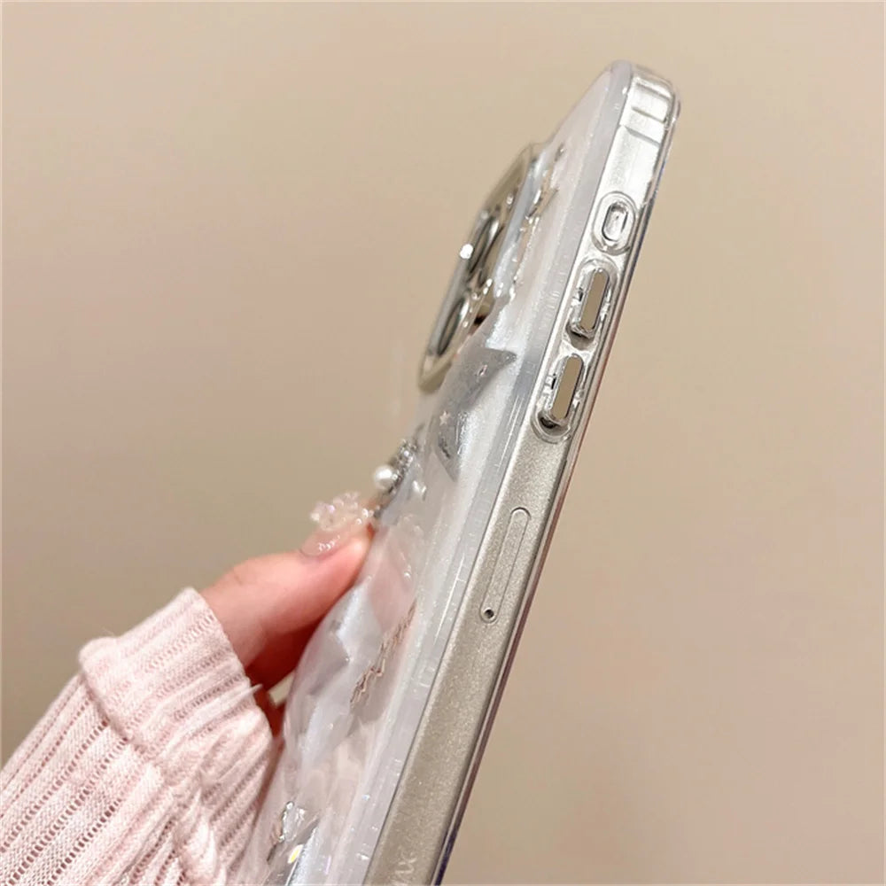 Luxury Silicone Glue Drip Glitter Star Moon Phone Case For iPhone 16 15 14 Plus 13 12 11 Pro Max Cute 3D Clear Shockproof Cover