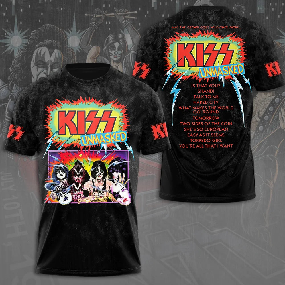 Rock Band Kiss T-shirts 3D Printing T Shirt Summer Men Women Funny Hip hop Short sleeve O-neck Tee Shirt Street Cosplay Clothing