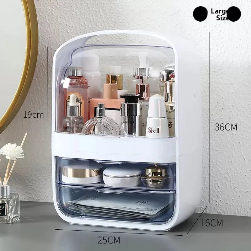 Dustproof Cosmetic Storage Box Integrated Desktop Makeup Case Lipstick Box Skincare Product Rack Elegant Design