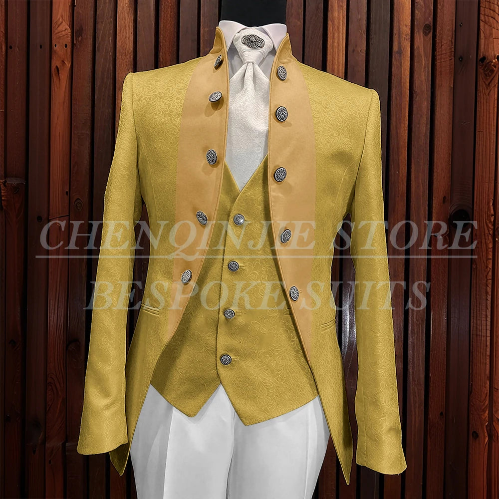 Formal Jacquard Men's Suits Elegant Wedding 3 Piece Jacket Pants Vest Blazer High Quality Full Sets Costume Homme Blazer 2025