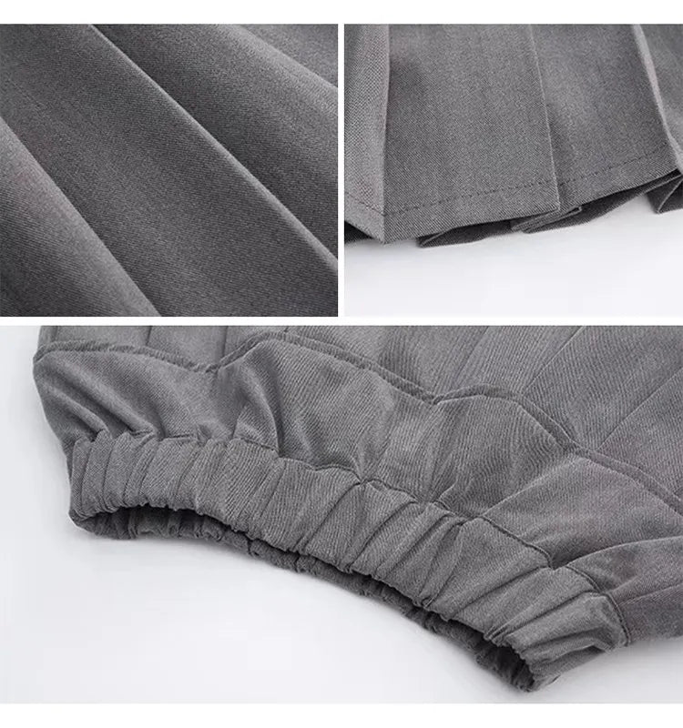 Junior Girl JK School Uniform Set Unique Formal Chain Smart Jackets and Pleated Skirt 2Pcs School Kids Child Uniform Blazer Suit