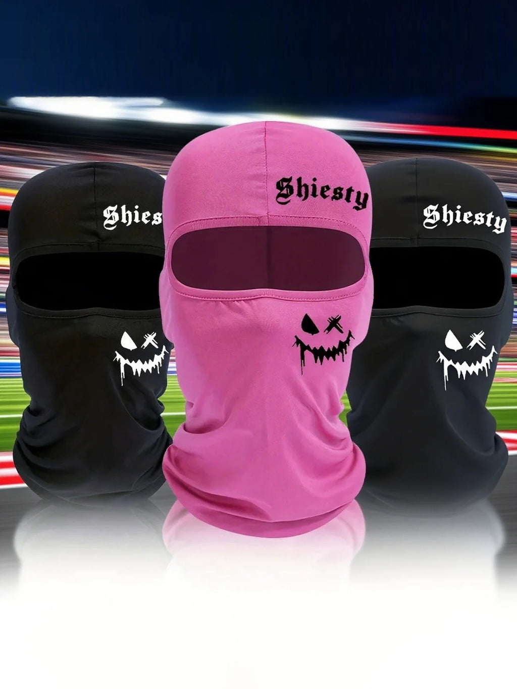 1pc/2pcs Smiling face print Balaclava face mask, summer cool neck cover, motorcycle skiing scarf, unisex