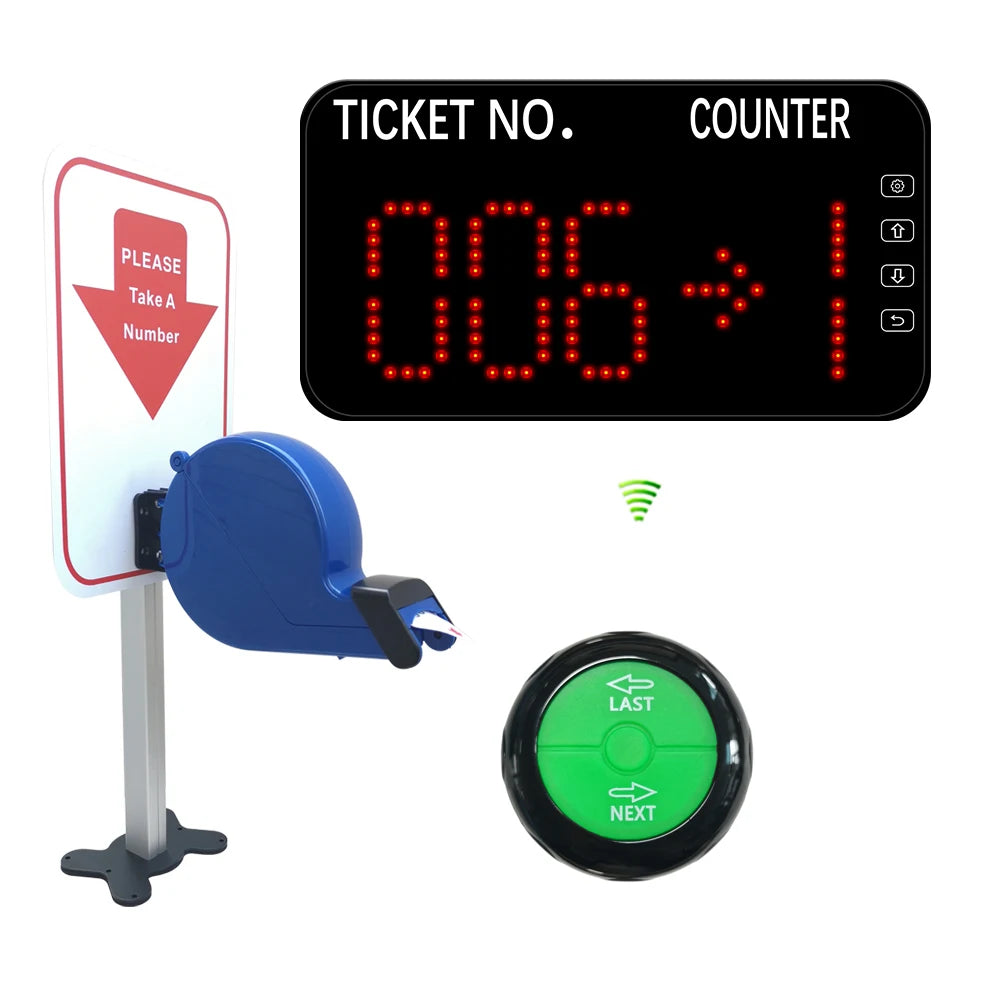 Queue Calling System with Next control button can add the number one by one Blue Ticket Dispenser with Paper Roll