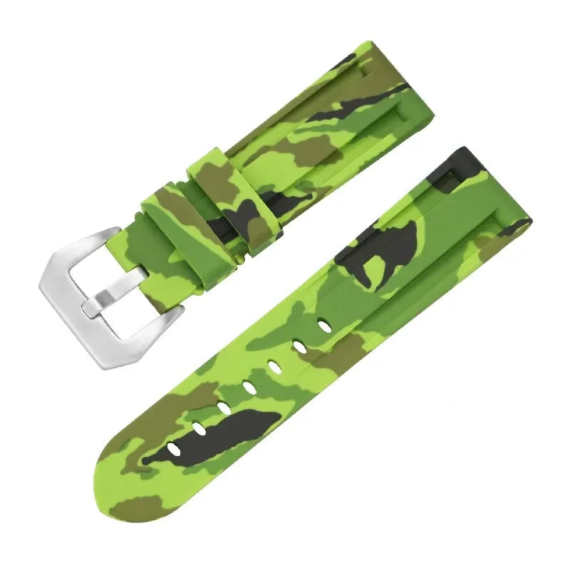 Thick Rubber Watch Band 20mm 22mm 24mm 26mm Camouflage Replacement Silicone Wrist Belt Bracelet Soft Camo Watch Strap