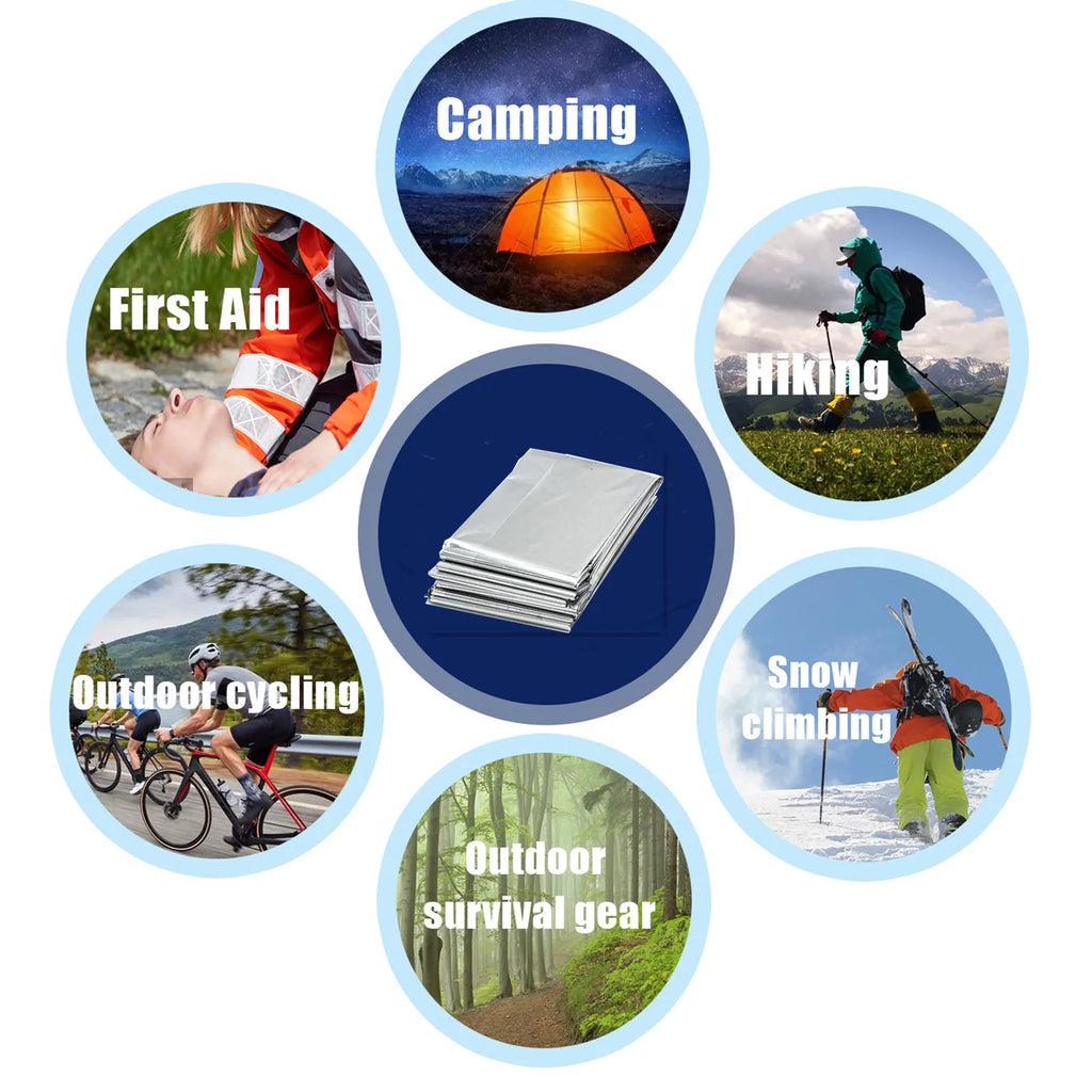 EW Portable Small Outdoor Camping Supplies First Aid Blanket Emergency Survival Blanket Insulation Blanket Sunscreen Blanket