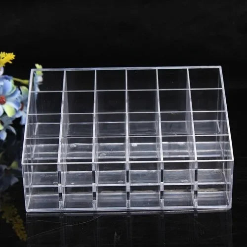 Clear 24 Grid Lipstick Stand Case Makeup Organizer Storage Box Lipstick Display Stand Holder Cosmetic Jewelry Organizer Box
