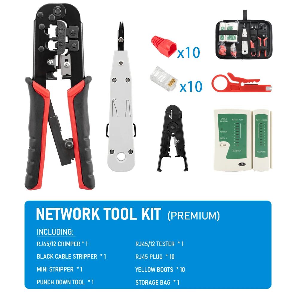 RJ45 Crimper RJ11 RJ45 Crimping Tool Ethernet Network LAN Cable Crimper Cutter Stripper Plier for 6P 8P RJ11 RJ12 RJ45 Connector