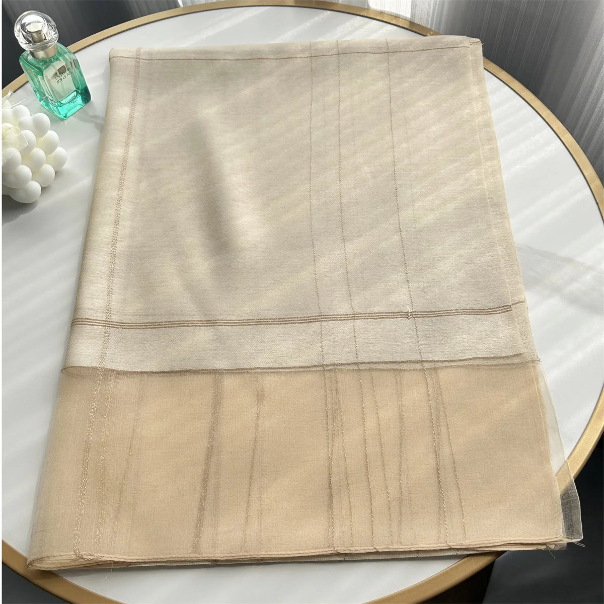 New Design Luxury Brand Women Foulard Plaid Frame Silk Solid Scarf Elegant Shawl Long Wrap Sunscreen
