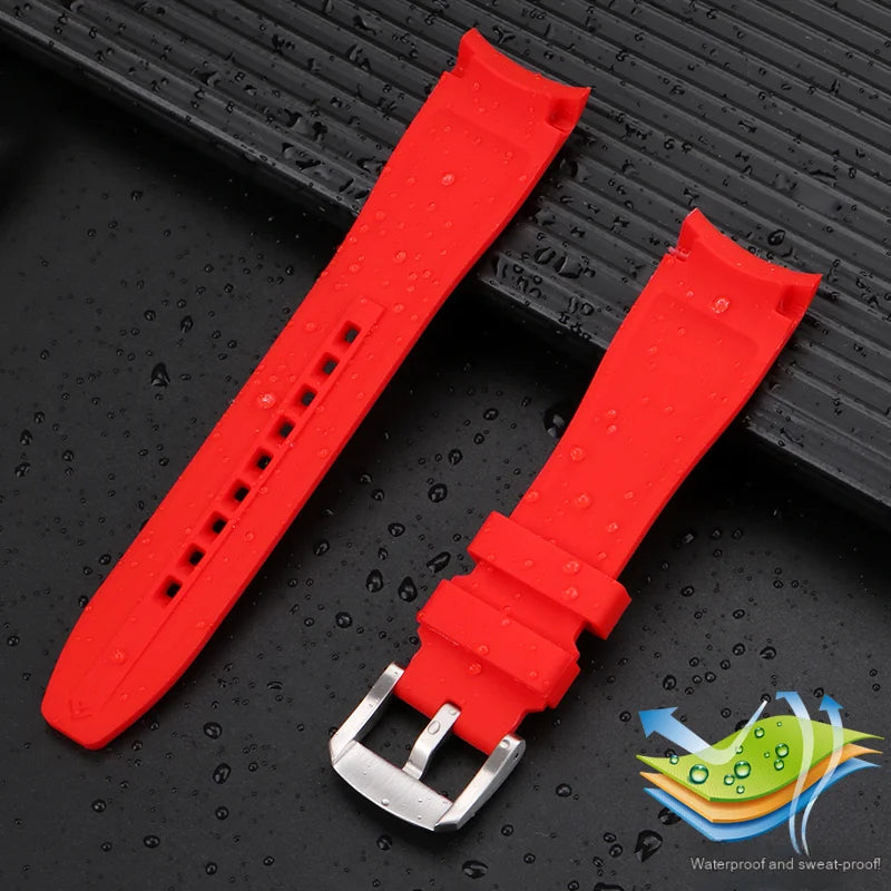 22mm curved rubber watch strap for Mido New Multiport TV Series M049.526 Watch Band Men's Soft Waterproof Wristband Bracelet